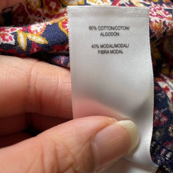 Lucky Brand Navy with pink and beige floral print Top sz 3X - Picture 5 of 5